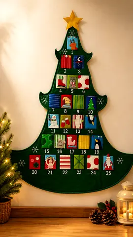 Pottery barn Fabric Christmas Tree Advent Calendar - Wall Hanging, 25 Pockets