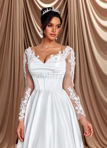 New Wedding Dress White long-sleeve bridal gown