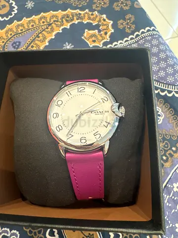 Women's Coach Analog Watch with Pink Leather Strap - Good Condition