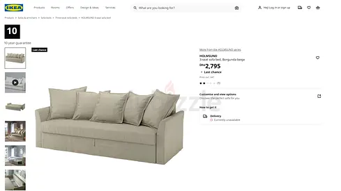 IKEA HOLMSUND THREE SEATER SOFA BED FULLY WASHABLE covers