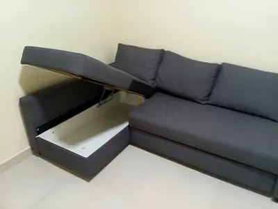 Grey L-shaped Storage Sofa Bed — Good Condition