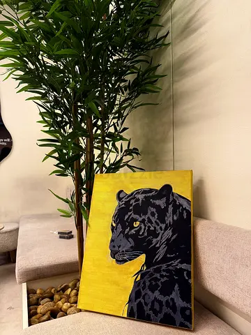 Hand painted leopard canvas painting