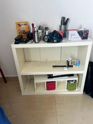 White cube shelving unit / small TV stand - good used condition