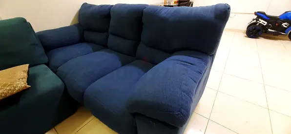 Blue 3-Seater Fabric Sofa in Good Condition