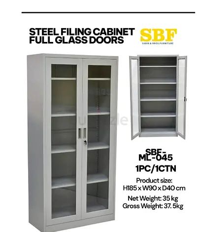 New FILE CABINET WITH FULL GLASS