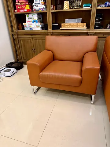 WALTER KNOLL Morgan 465 Armchair in brown genuine Italian leather designer luxury H80 W83 D80cm