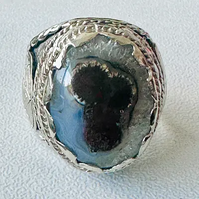 Yemeni Musawwar Sulaimani Aqeeq Silver Ring