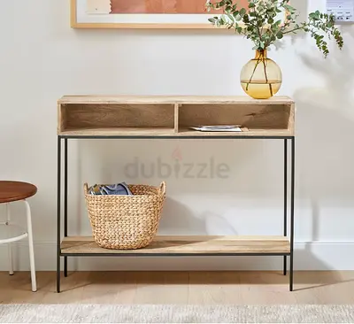 West Elm Industrial Storage Skinny Console Table – Solid Wood & Metal