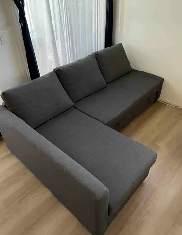 Grey L-Shaped Sofa Bed with Chaise