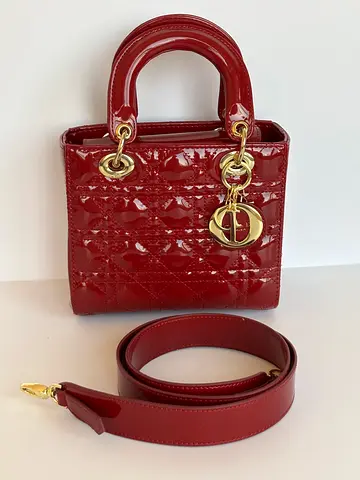 Christian dior Red patent mini handbag with detachable strap