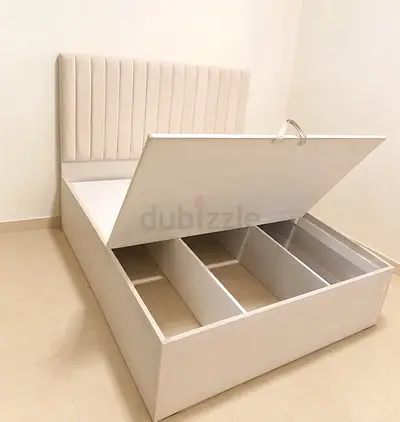 New Upholstered Queen Storage Bed with Lift-Up Ottoman and Headboard