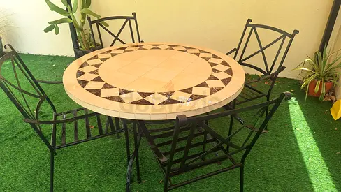 1.2m Tiled Table with 4 chairs