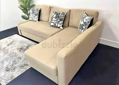 Beige L-shaped 3-seater Sofa with Chaise - Good Condition