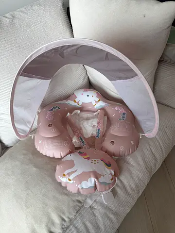 Pink Unicorn Baby Swim Neck Float with Sun Shade