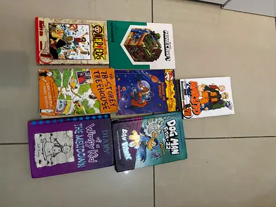 Bundle of Kids & Young Teen Books including Diary of a Wimpy Kid, Dog Man, One Piece, Naruto