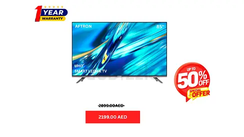 Aftron 85 Inch Tv UHD 4K Smart LED TV with webOS HDR10 Magic Remote Black