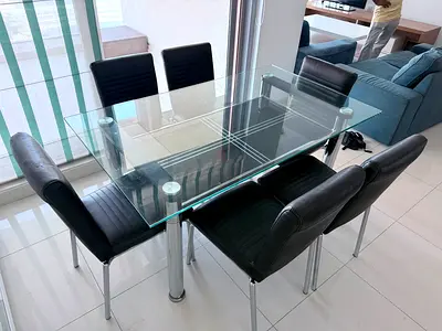 Glass dining table set available excellent condition