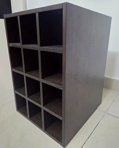 Dark Brown 12-Slot Wooden Storage Organizer / Wine Rack
