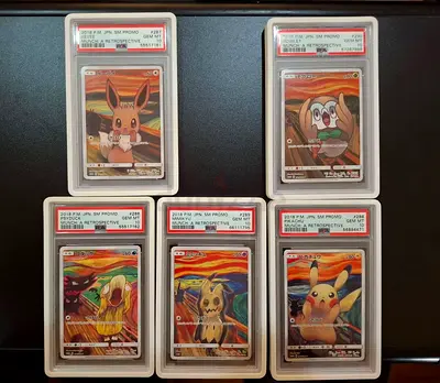 Set of 6 PSA-graded 2018 Pokemon SM Promo Munch Retrospective Full-Art Cards