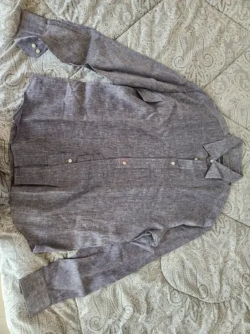 Original Berluti Paris Men's 100% Linen Shirt – Size L (Blue / Grey Melange)