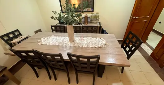 Modern Wooden Dining Set with 6 Chairs
