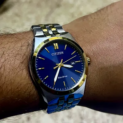 Citizen Eco-Drive Men's Watch - Blue Dial, Two-Tone Bracelet