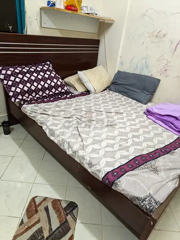 Queen Size wooden bed with mattress (good condition)