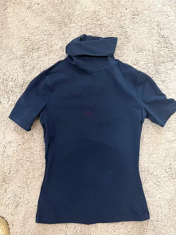 Kookai Navy blue short-sleeve turtleneck top - s-m