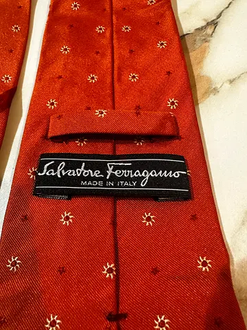 Salvatore Ferragamo tie - orange with small pattern, made in Italy