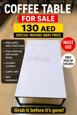 ☕ COFFEE TABLE FOR SALE – SPECIAL MOVING AWAY PRICE!  ONLY AED 130