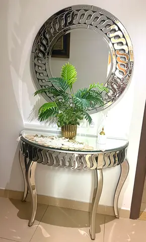Luxury Mirrored Console Table & Matching Mirror