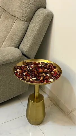 Brass Gold Side Table / Decorative Pedestal with Potpourri