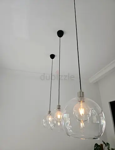 3x large pendants and bulbs