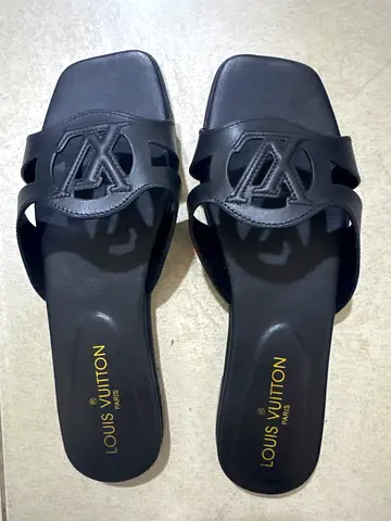 Louis Vuitton black Monogram Cutout Slide Sandals - Women’s (Pre-owned)