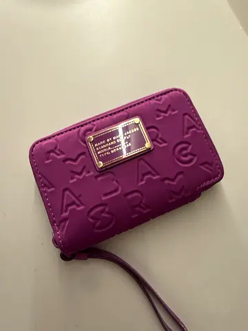 Marc Jacobs Purple embossed wristlet zip wallet with wrist strap