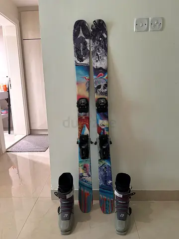 Atomic bent 120 skis with bindings and k2 boots - good condition(skis 143-boots 40) price negotiable