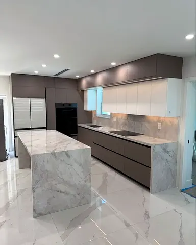 Modern marble kitchen island