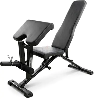 Adjustable Multifunctional Exercise Bench with Leg Extension and Arm Preacher Curls