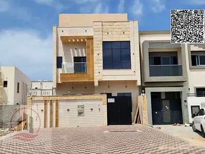 For sale in Al Zahia area | Modern townhouse with 5 bedrooms, living room, majlis, and roof terrace, price includes registration fees