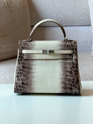 Hermess Genuine Croc Leather Top-Handle Designer Bag - Neutral Ombre