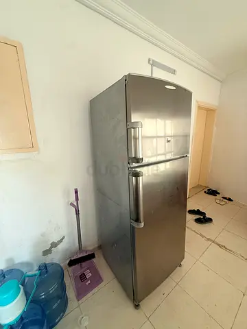 Large double-door stainless steel refrigerator - used, good condition