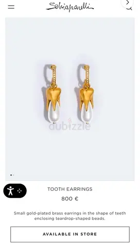 Schiaparelli Gold Plated Tooth Earrings with Teardrop Beads