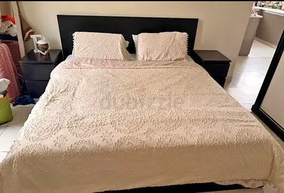 Ikea king size bed with mattress and storage drawers