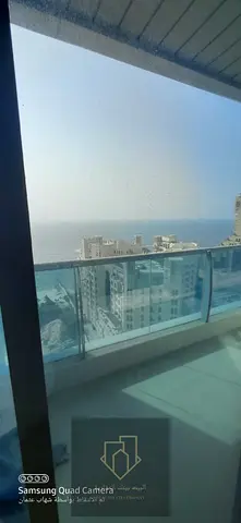 For annual rent | 3 bedrooms and a living room | Maid's room | Free chiller | Free parking | First row from the Corniche with a direct sea view