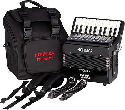 Hohnica Student X Student Accordion with Carry Bag and Straps - Black