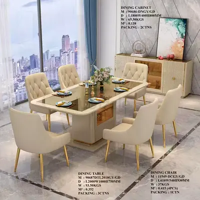 Brand new Top Glass Dinning Table With 6 Chairs Available