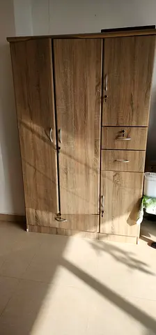 3‑door Wooden Wardrobe with Drawers — Good Condition