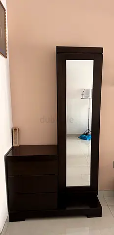 Dresser with full length mirror and storage
