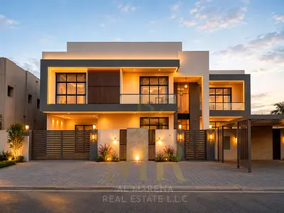 Luxury villa on a 5,000 sq ft plot with a 6,705 sq ft built-up area. Two floors plus a roof terrace. Seven master bedrooms with elevator, electricity,