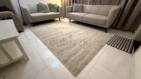 Light grey modern area rug - 200x300cm, excellent condition